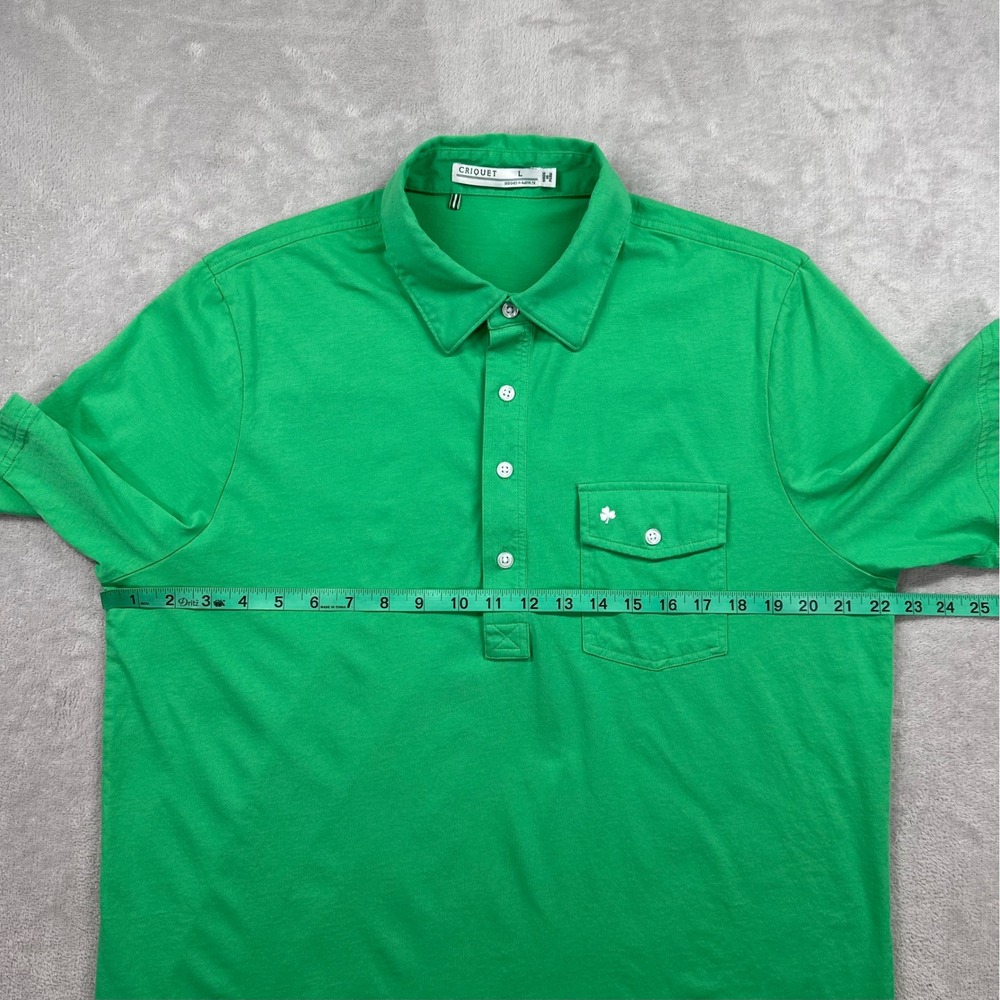 Criquet Polo Shirt Mens Large Green The Players Shirt Pima Cotton Short Sleeve - Picture 6 of 10